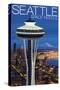 Space Needle Aerial View - Seattle, WA-Lantern Press-Stretched Canvas