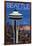 Space Needle Aerial View - Seattle, WA-Lantern Press-Framed Art Print