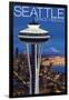 Space Needle Aerial View - Seattle, WA-Lantern Press-Framed Art Print