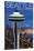 Space Needle Aerial View - Seattle, WA-Lantern Press-Stretched Canvas