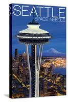 Space Needle Aerial View - Seattle, WA-Lantern Press-Stretched Canvas