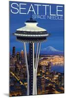 Space Needle Aerial View - Seattle, WA-Lantern Press-Mounted Art Print