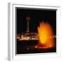 Space Needle and Fountain at Night-null-Framed Premium Photographic Print