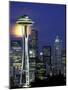 Space Needle and Full Moon, Seattle, Washington, USA-William Sutton-Mounted Photographic Print