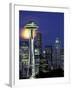 Space Needle and Full Moon, Seattle, Washington, USA-William Sutton-Framed Photographic Print