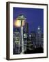 Space Needle and Full Moon, Seattle, Washington, USA-William Sutton-Framed Photographic Print