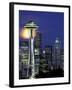 Space Needle and Full Moon, Seattle, Washington, USA-William Sutton-Framed Photographic Print