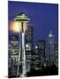 Space Needle and Full Moon, Seattle, Washington, USA-William Sutton-Mounted Photographic Print