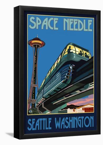 Space Needle and Monorail, Seattle, Washington-null-Framed Poster