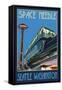 Space Needle and Monorail, Seattle, Washington-Lantern Press-Framed Stretched Canvas