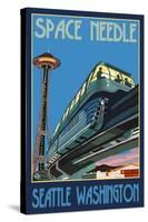 Space Needle and Monorail, Seattle, Washington-Lantern Press-Stretched Canvas