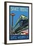 Space Needle and Monorail, Seattle, Washington-Lantern Press-Framed Art Print