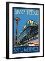 Space Needle and Monorail, Seattle, Washington-Lantern Press-Framed Art Print