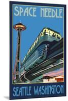 Space Needle and Monorail, Seattle, Washington-Lantern Press-Mounted Art Print