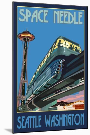 Space Needle and Monorail, Seattle, Washington-Lantern Press-Mounted Art Print