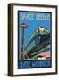 Space Needle and Monorail, Seattle, Washington-Lantern Press-Framed Art Print