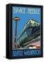 Space Needle and Monorail, Seattle, Washington-Lantern Press-Framed Stretched Canvas