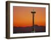 Space Needle and Olympic Mountains at Dusk, Seattle, Washington, USA-David Barnes-Framed Photographic Print