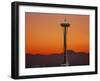 Space Needle and Olympic Mountains at Dusk, Seattle, Washington, USA-David Barnes-Framed Photographic Print