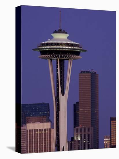 Space Needle at Dusk, Seattle, Washington, USA-William Sutton-Stretched Canvas