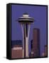 Space Needle at Dusk, Seattle, Washington, USA-William Sutton-Framed Stretched Canvas