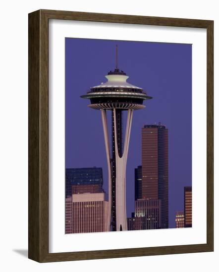 Space Needle at Dusk, Seattle, Washington, USA-William Sutton-Framed Photographic Print