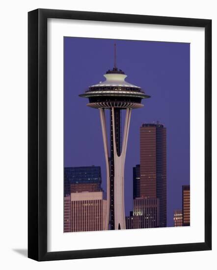 Space Needle at Dusk, Seattle, Washington, USA-William Sutton-Framed Photographic Print