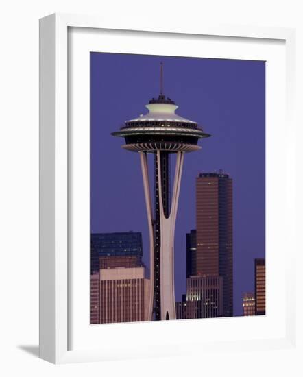 Space Needle at Dusk, Seattle, Washington, USA-William Sutton-Framed Photographic Print