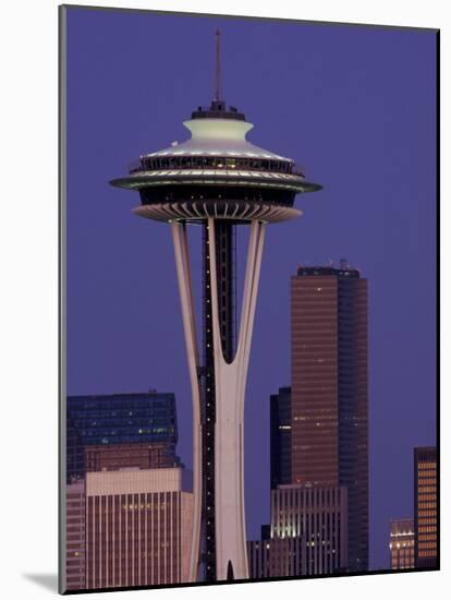 Space Needle at Dusk, Seattle, Washington, USA-William Sutton-Mounted Photographic Print