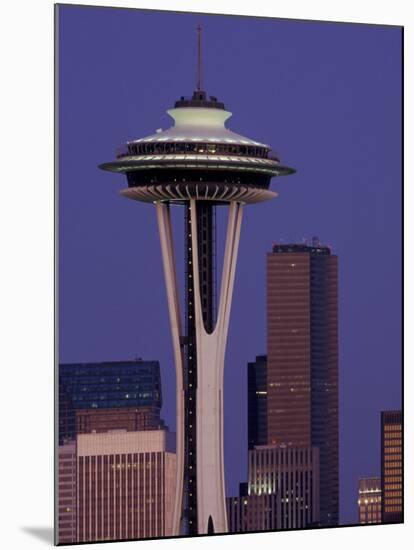 Space Needle at Dusk, Seattle, Washington, USA-William Sutton-Mounted Photographic Print