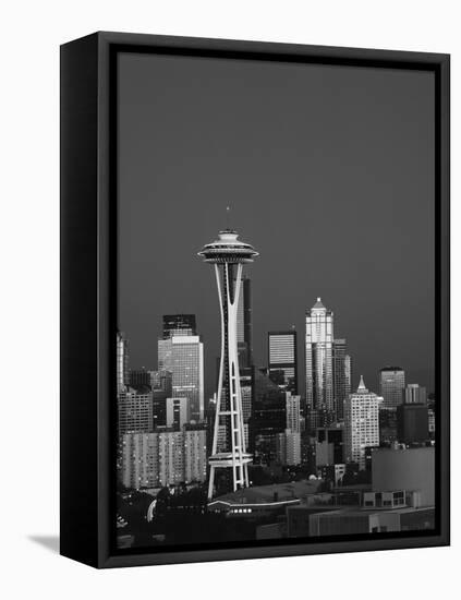 Space Needle at Dusk, Seattle, Washington, USA-Adam Jones-Framed Stretched Canvas