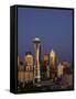 Space Needle at Dusk, Seattle, Washington, USA-Adam Jones-Framed Stretched Canvas