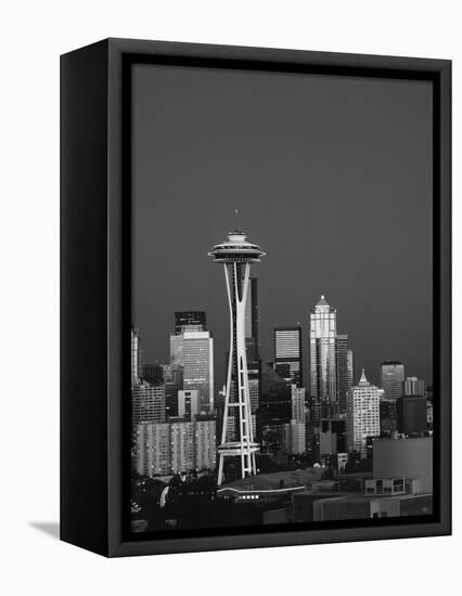 Space Needle at Dusk, Seattle, Washington, USA-Adam Jones-Framed Stretched Canvas