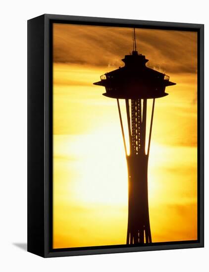 Space Needle at Sunset, Seattle, Washington, USA-Paul Souders-Framed Stretched Canvas