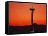 Space Needle at Sunset, Seattle, Washington, USA-David Barnes-Framed Stretched Canvas