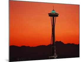 Space Needle at Sunset, Seattle, Washington, USA-David Barnes-Mounted Photographic Print