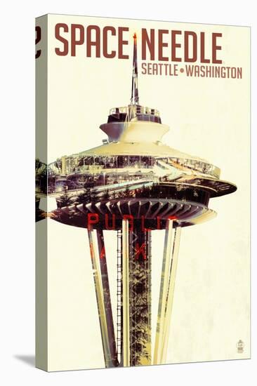 Space Needle - Double Exposure - Seattle, Washington-Lantern Press-Stretched Canvas