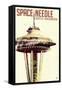 Space Needle - Double Exposure - Seattle, Washington-Lantern Press-Framed Stretched Canvas