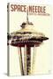 Space Needle - Double Exposure - Seattle, Washington-Lantern Press-Stretched Canvas