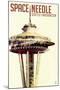 Space Needle - Double Exposure - Seattle, Washington-Lantern Press-Mounted Art Print