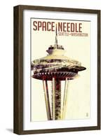 Space Needle - Double Exposure - Seattle, Washington-Lantern Press-Framed Art Print