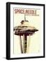 Space Needle - Double Exposure - Seattle, Washington-Lantern Press-Framed Art Print