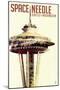 Space Needle - Double Exposure - Seattle, Washington-Lantern Press-Mounted Art Print