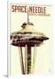 Space Needle - Double Exposure - Seattle, Washington-Lantern Press-Framed Art Print