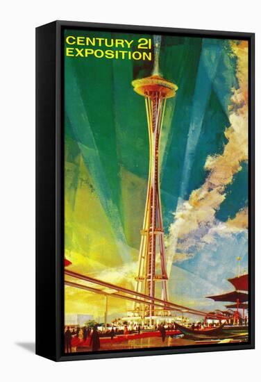 Space Needle Exposition, Seattle, WA - Seattle, WA-Lantern Press-Framed Stretched Canvas