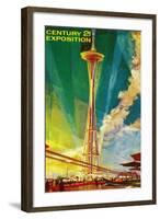 Space Needle Exposition, Seattle, WA - Seattle, WA-Lantern Press-Framed Art Print