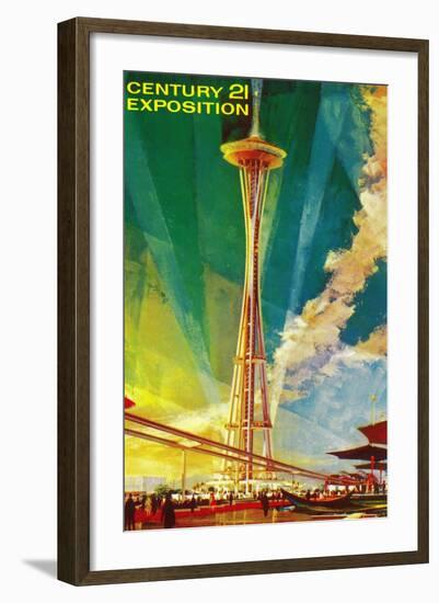 Space Needle Exposition, Seattle, WA - Seattle, WA-Lantern Press-Framed Art Print