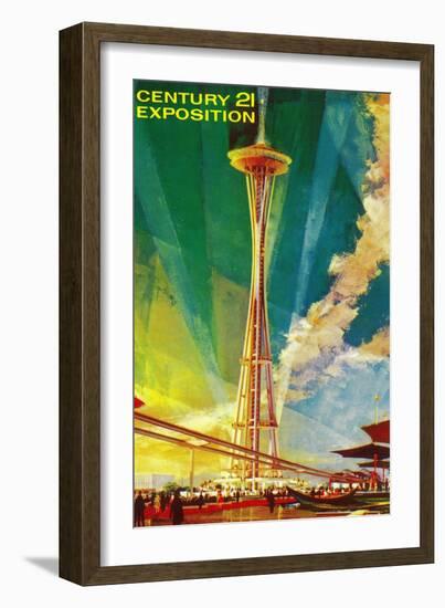 Space Needle Exposition, Seattle, WA - Seattle, WA-Lantern Press-Framed Art Print