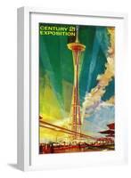 Space Needle Exposition, Seattle, WA - Seattle, WA-Lantern Press-Framed Art Print