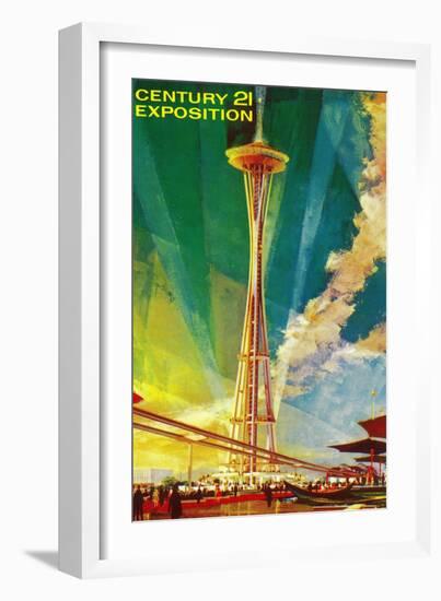 Space Needle Exposition, Seattle, WA - Seattle, WA-Lantern Press-Framed Art Print